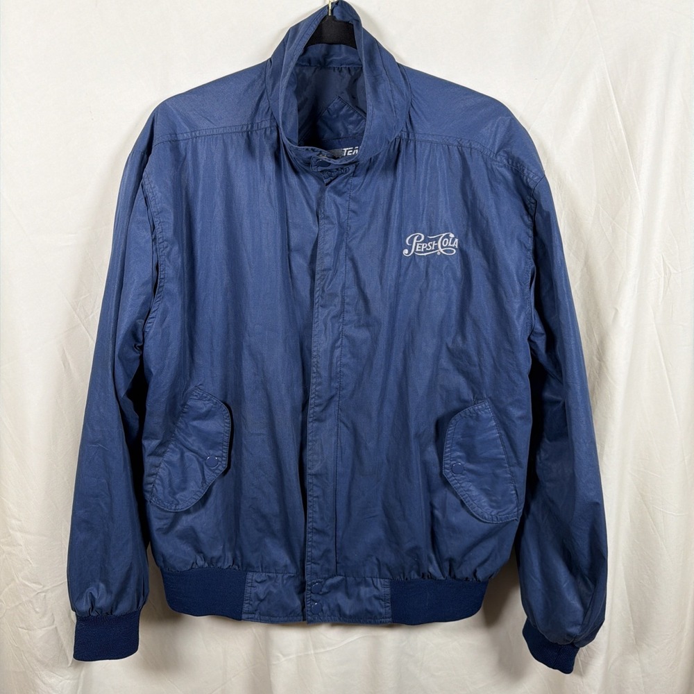 Vintage Pepsi Cola Bomber Jacket Mens Large Blue Team Excellence Snap